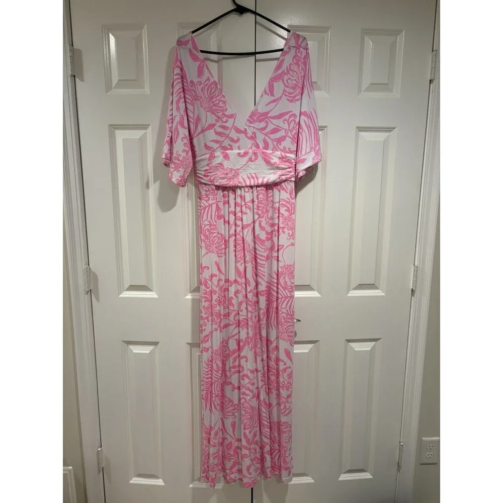 NWT Lilly Pulitzer Parigi Maxi Dress Rousseau Pink Glisten In The Sun Size M - Picture 7 of 8